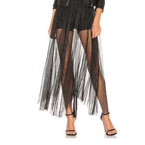 Free People Sparkle Sheer Tulle Maxi Skirt Black Size XS NWT